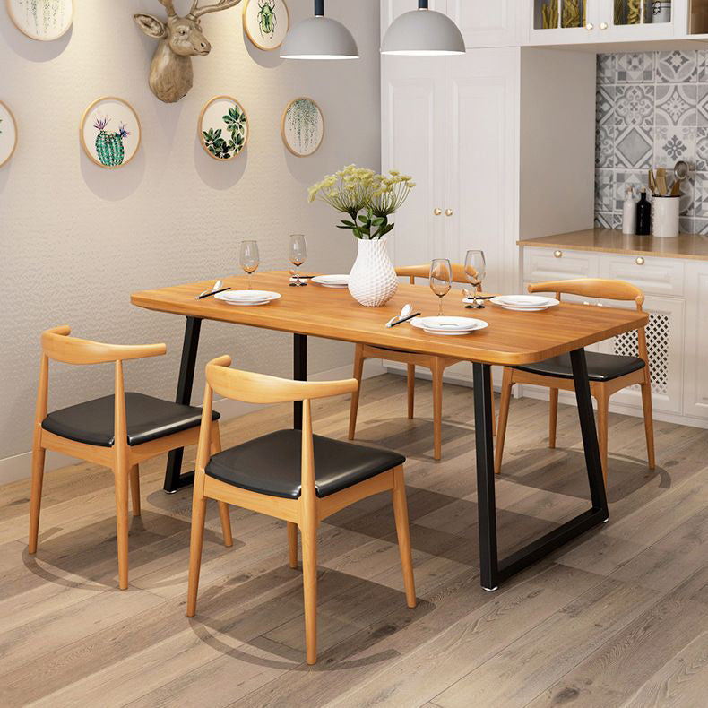 Industrial 1/2/5 Pieces Furniture Rectangle Solid Wood Dining Table Set in Brown