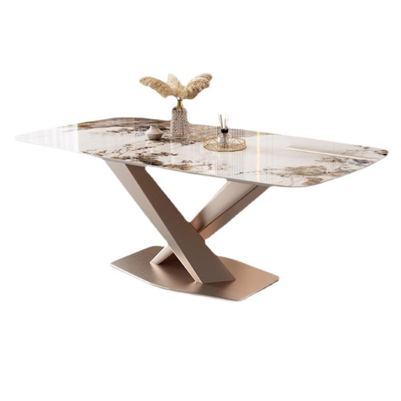 Glam Style Rectangle Table Set 1/2/5/7 Pieces Dining Set with Metal Legs for Home Use