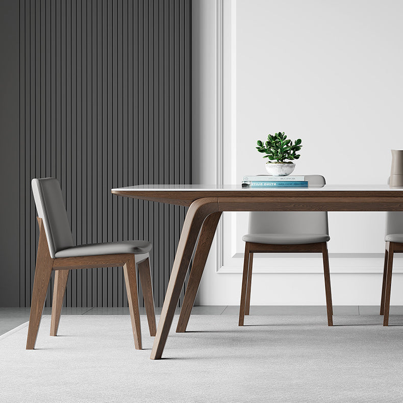 Modern Style Rectangle Table Set 1/2/3/4/5/7 Pieces Dining Set with Wood Legs