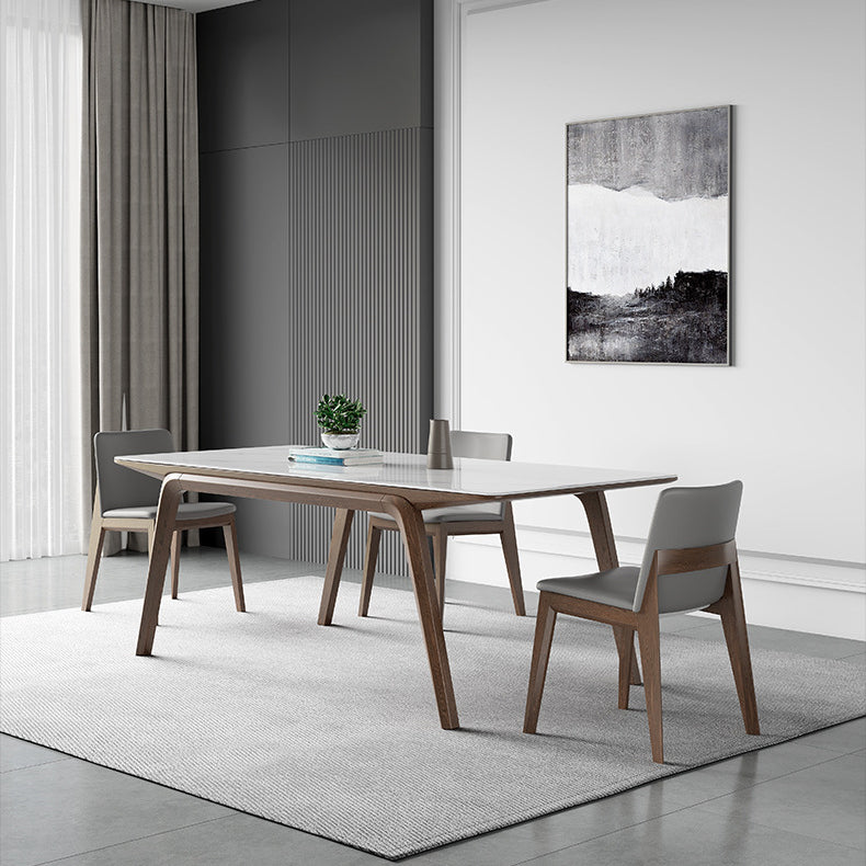 Modern Style Rectangle Table Set 1/2/3/4/5/7 Pieces Dining Set with Wood Legs