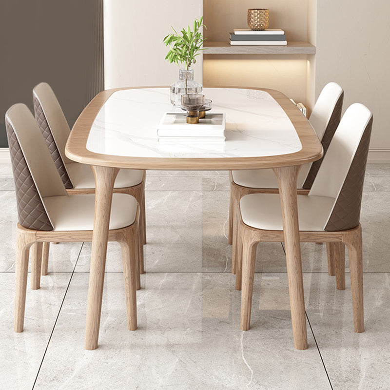 Modern Style Rectangle Table Set 1/2/5/7 Pieces Dining Set with Wood Legs