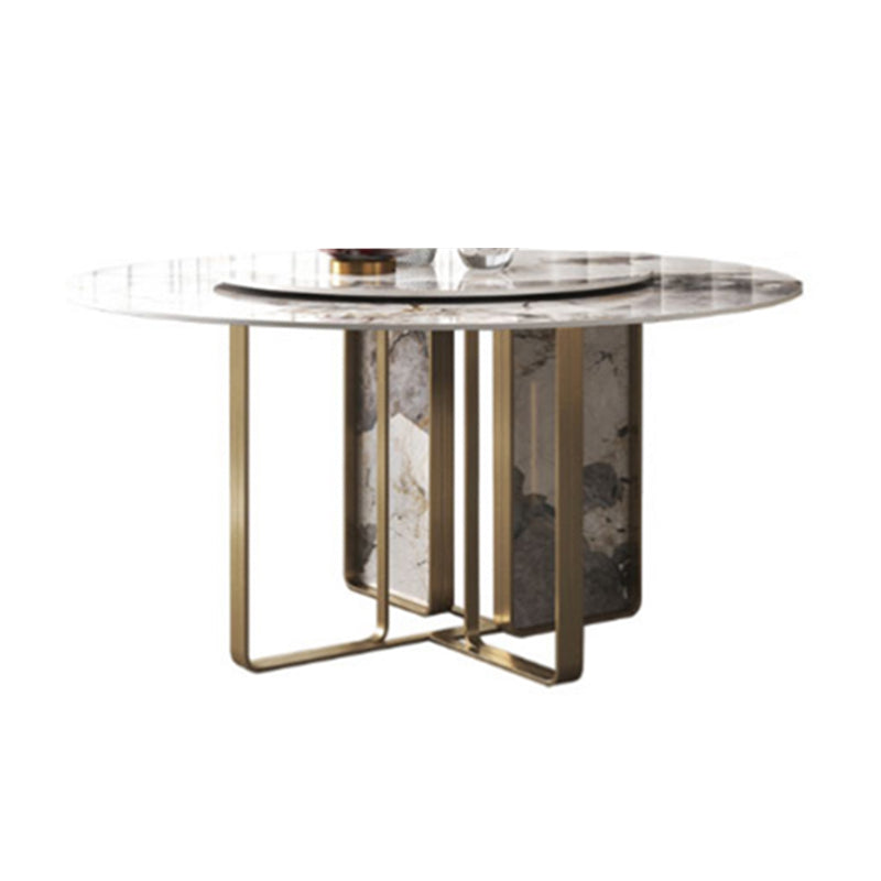 Round Dining Set 1/3/4/5/7 Pcs Stone Dining Table and Upholstered Chairs