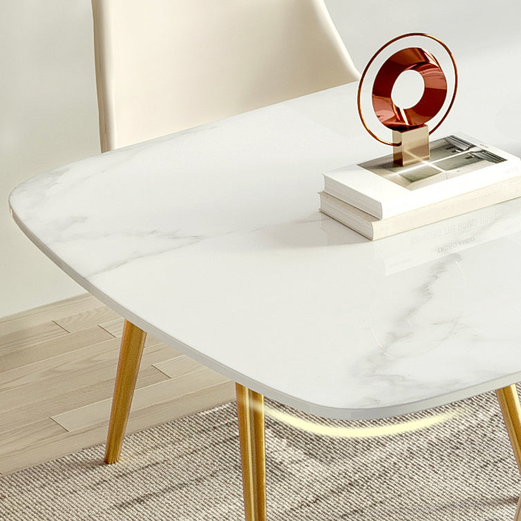 Glam Style Rectangle Table Set 1/4/5/6 Pieces Dining Set with Metal Legs