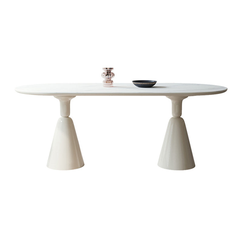 Modern Style Oval Table Set 1/4/5/7 Pieces Dining Set with Metal Legs