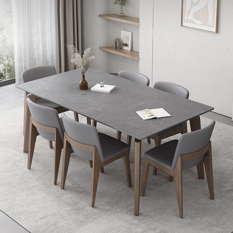 Modern 1/2/5/7 Pieces Furniture Stone Rectangle Dining Chairs Set in Gray