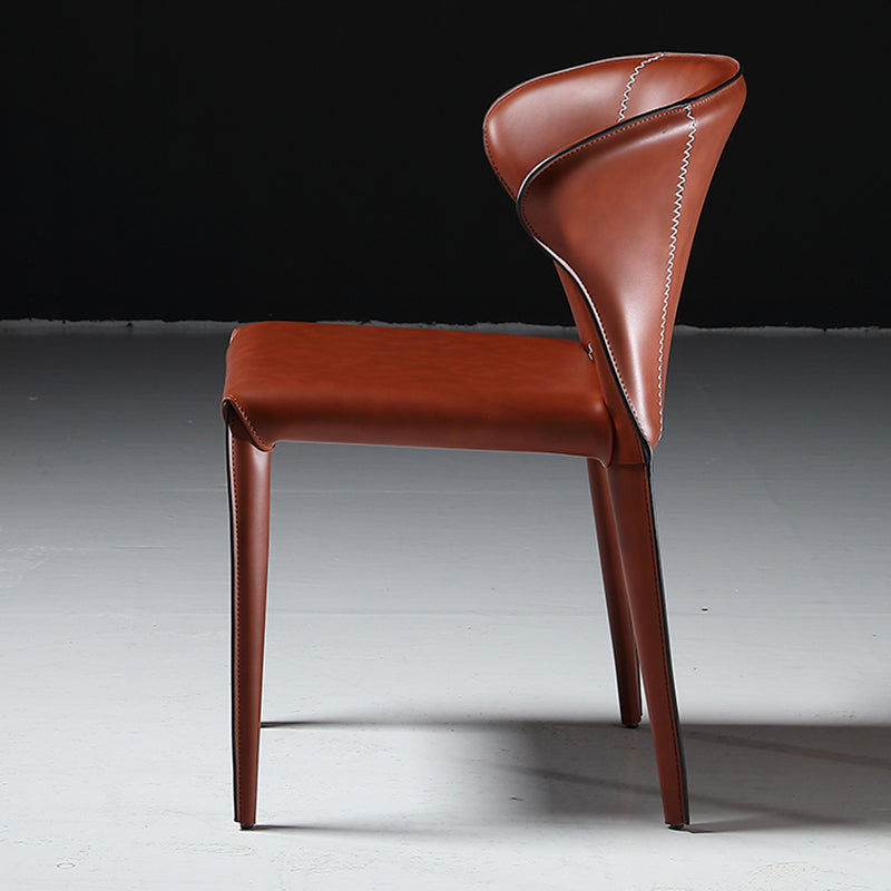 Indoor Wingback Parsons Chair Upholstered Faux Leather Side Chair