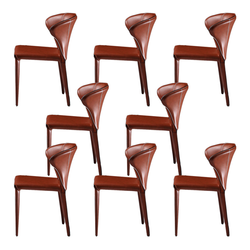 Indoor Wingback Parsons Chair Upholstered Faux Leather Side Chair