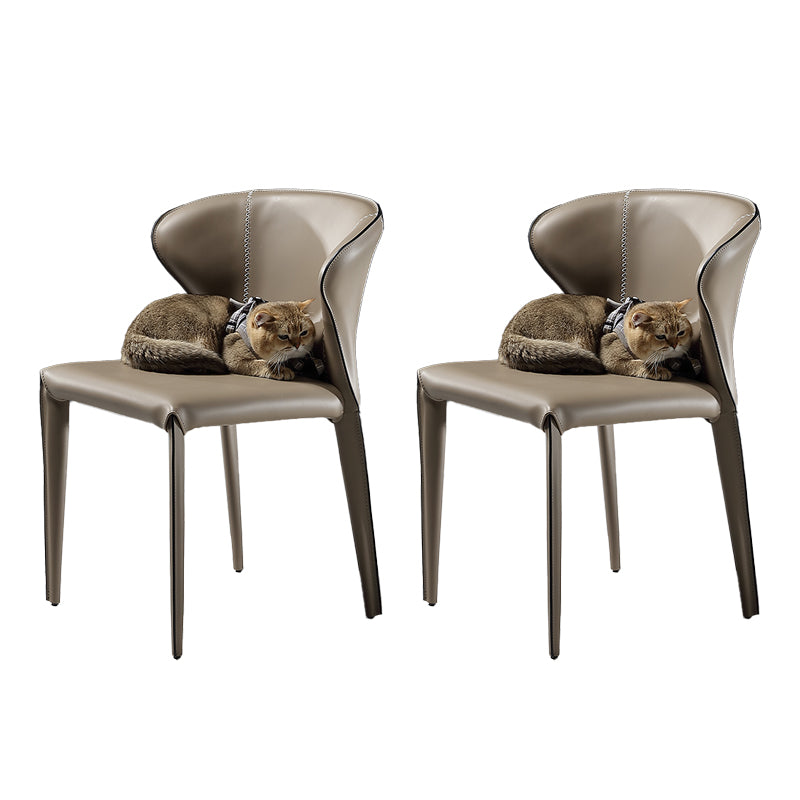 Indoor Wingback Parsons Chair Upholstered Faux Leather Side Chair