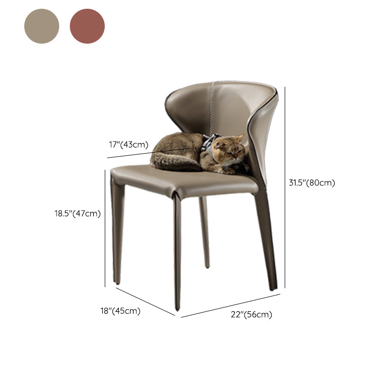 Indoor Wingback Parsons Chair Upholstered Faux Leather Side Chair