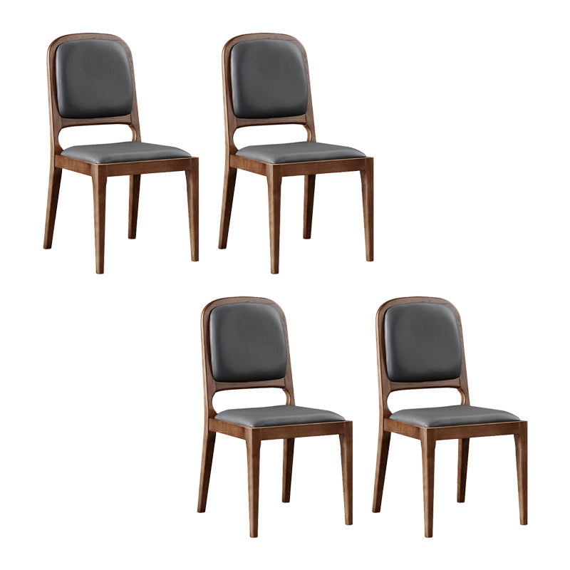 Contemporary Dining Chair Solid Wood Legs Side Chair in Walnut
