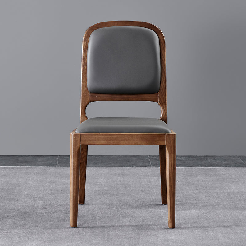 Contemporary Dining Chair Solid Wood Legs Side Chair in Walnut