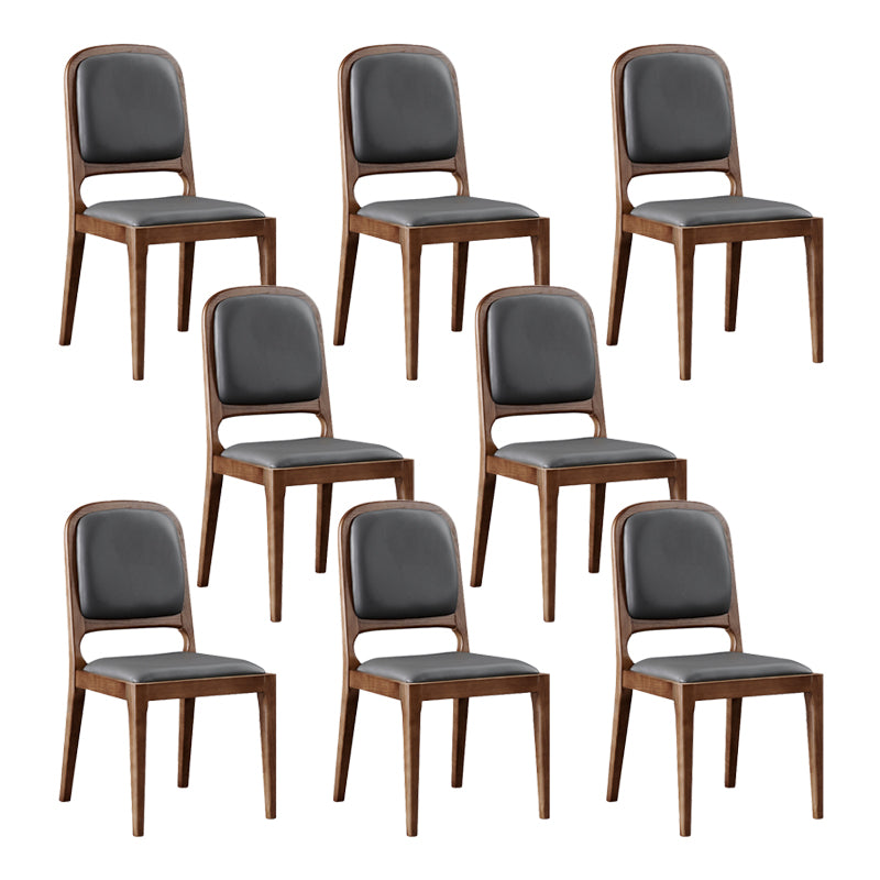 Contemporary Dining Chair Solid Wood Legs Side Chair in Walnut