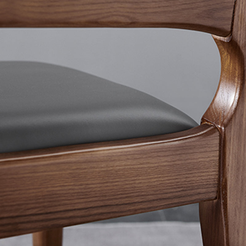 Contemporary Dining Chair Solid Wood Legs Side Chair in Walnut