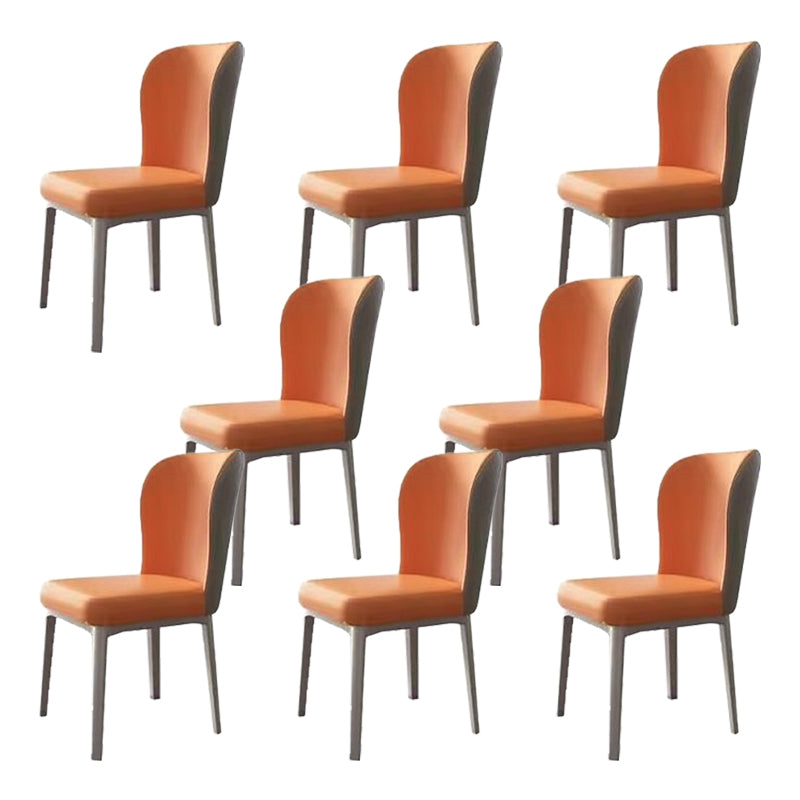 Faux Leather Side Chair Contemporary Armless Kitchen Dining Side Chair