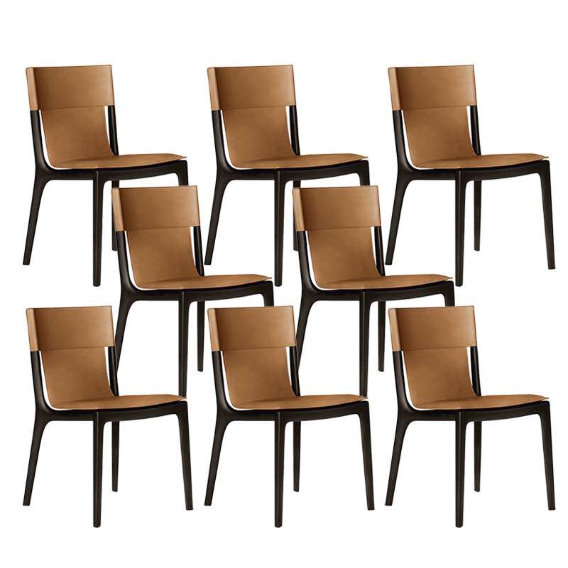 Faux Leather Kitchen Dining Side Chair Armless Dining Chair with Wood Legs