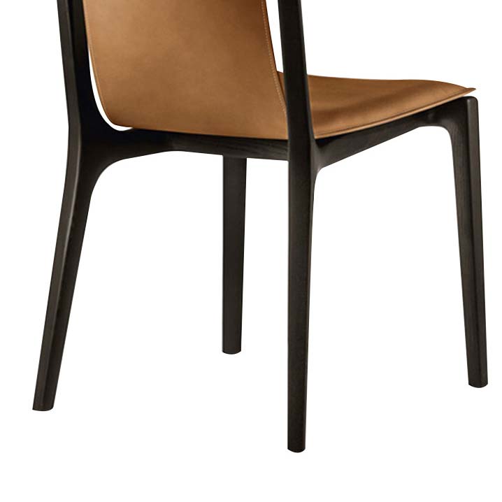 Faux Leather Kitchen Dining Side Chair Armless Dining Chair with Wood Legs