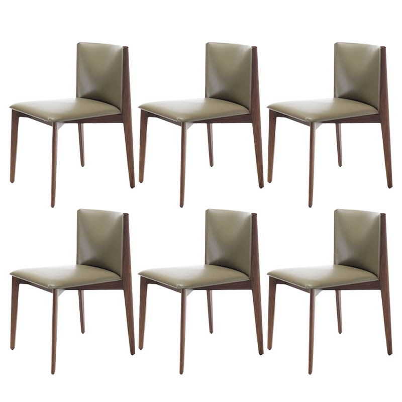 Armless Kitchen Dining Side Chair Faux Leather Chair with Wood Legs