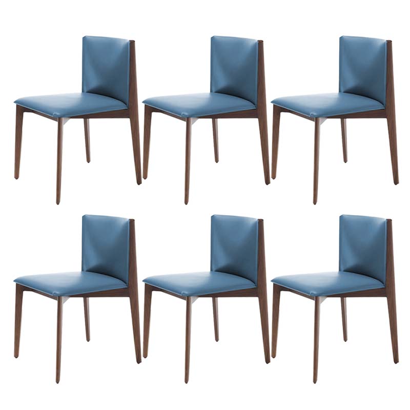 Armless Kitchen Dining Side Chair Faux Leather Chair with Wood Legs