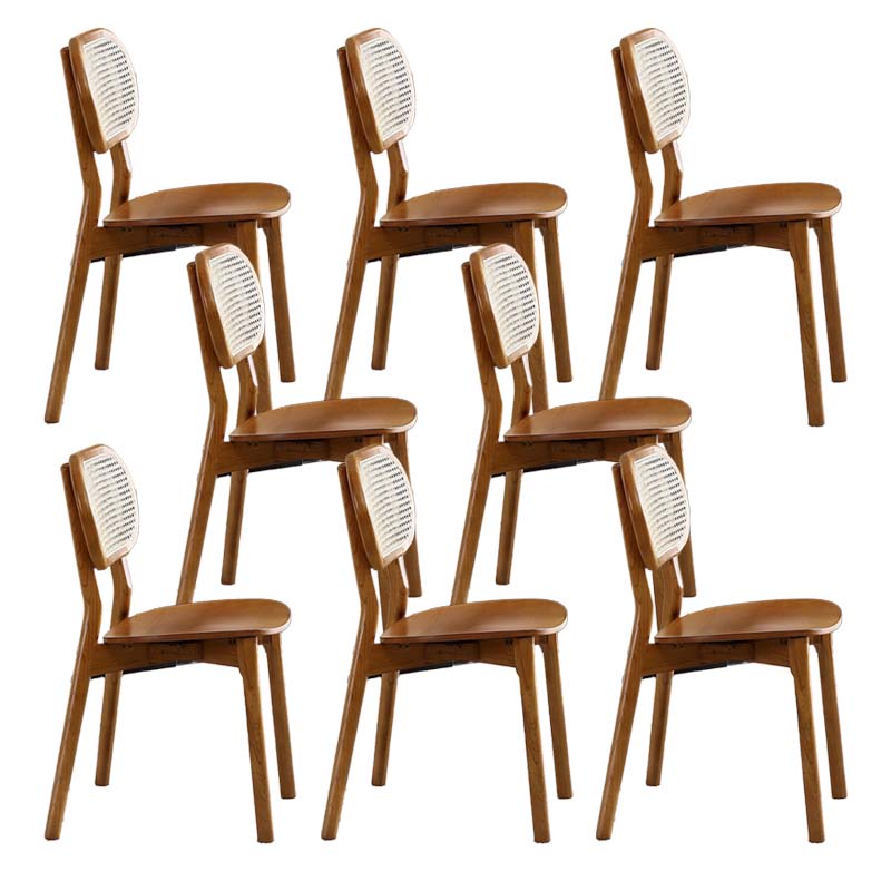 Armless Kitchen Dining Side Chair Wood Open Back Dining Side Chair