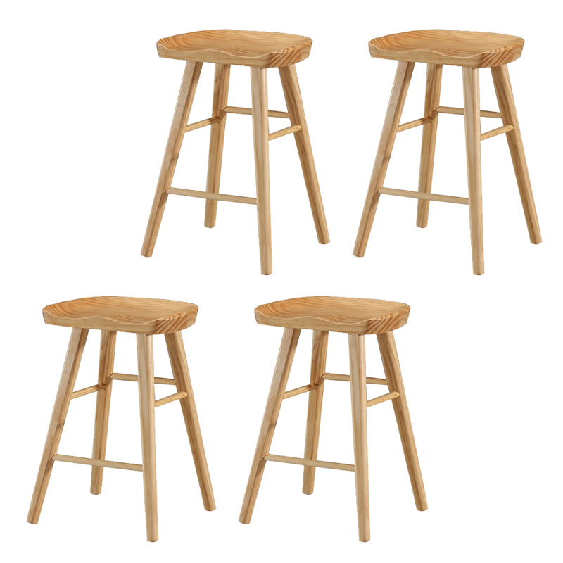 Contemporary Backless Bar Stools Solid Wood Dining Stool with Footrest