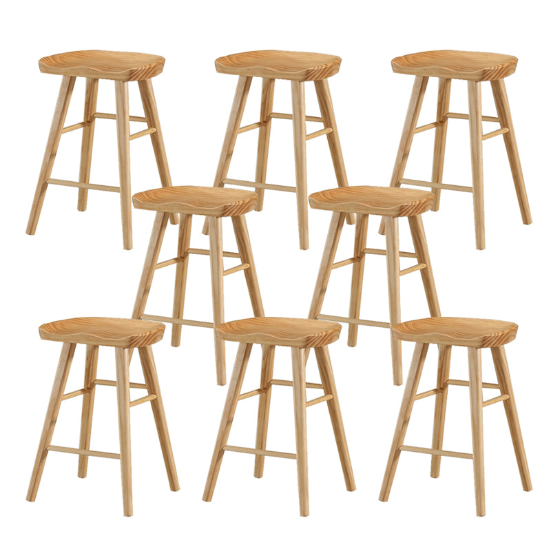 Contemporary Backless Bar Stools Solid Wood Dining Stool with Footrest