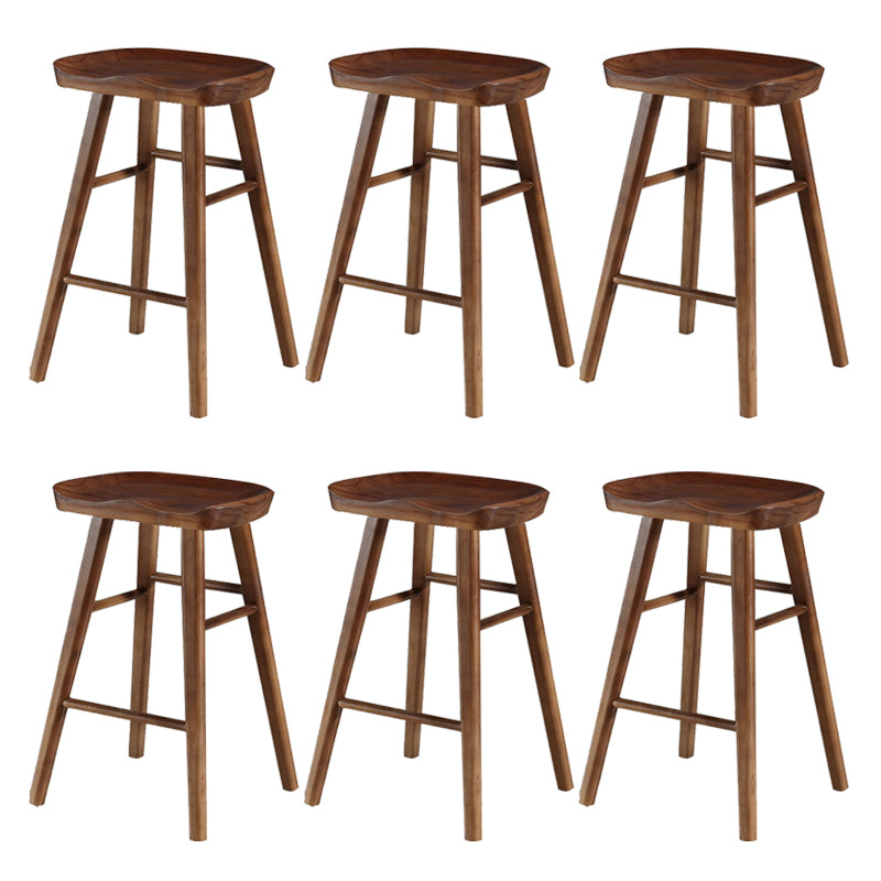Contemporary Backless Bar Stools Solid Wood Dining Stool with Footrest