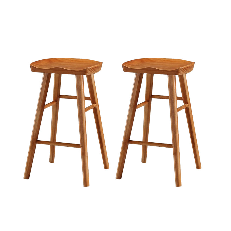 Contemporary Backless Bar Stools Solid Wood Dining Stool with Footrest