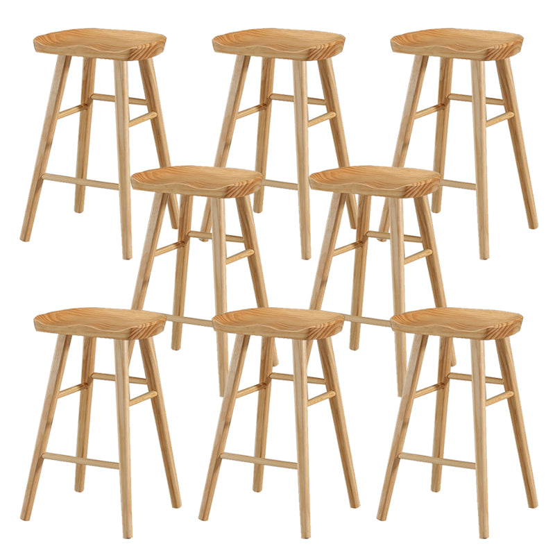 Contemporary Backless Bar Stools Solid Wood Dining Stool with Footrest