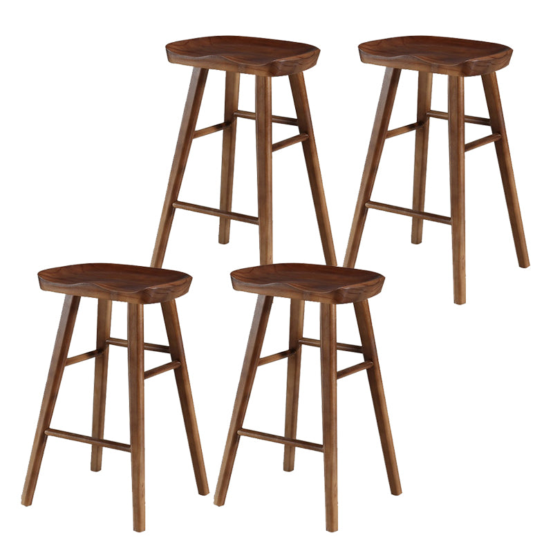 Contemporary Backless Bar Stools Solid Wood Dining Stool with Footrest