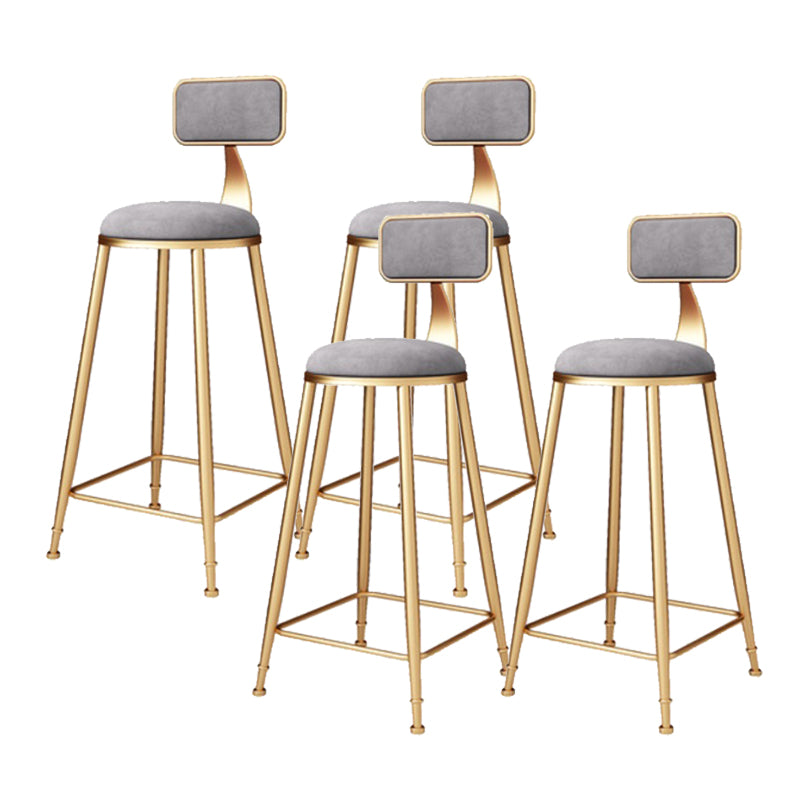 Glam Armless Backrest Counter Stool Iron Bar Stool with Cushion and Pedal for Balcony