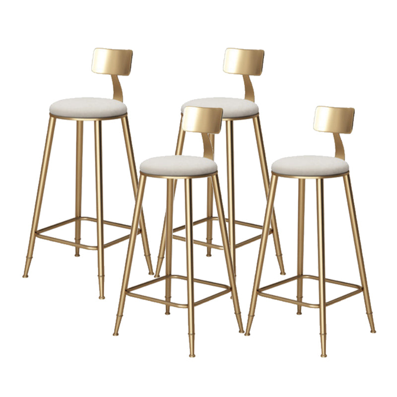 Glam Armless Backrest Counter Stool Iron Bar Stool with Cushion and Pedal for Balcony