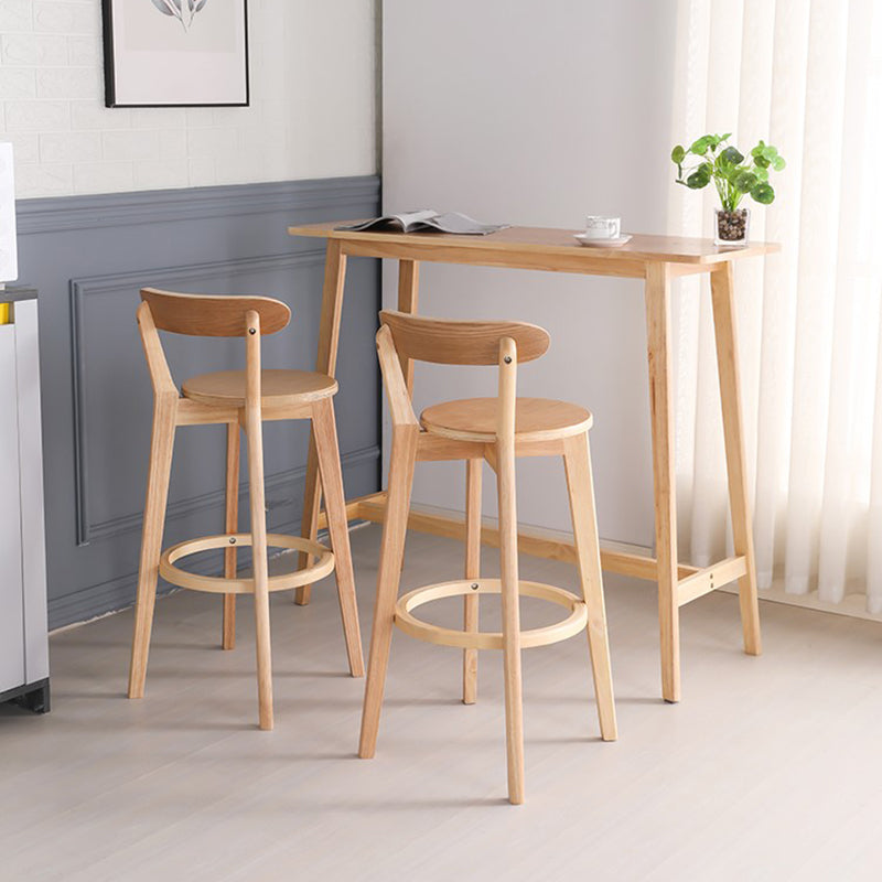 Industrial Armless Backrest Counter Stool Wood Bar Stool with Pedal for Cafe