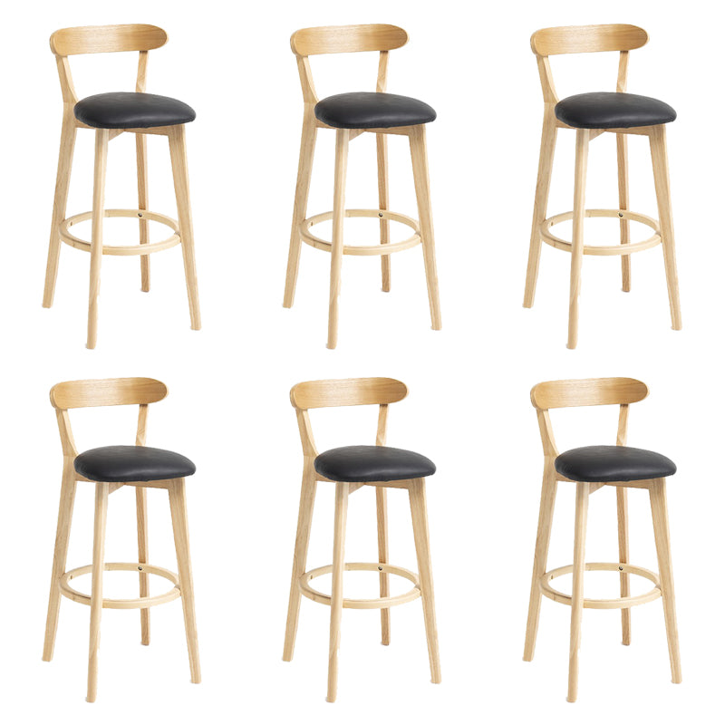 Industrial Armless Backrest Counter Stool Wood Bar Stool with Pedal for Cafe