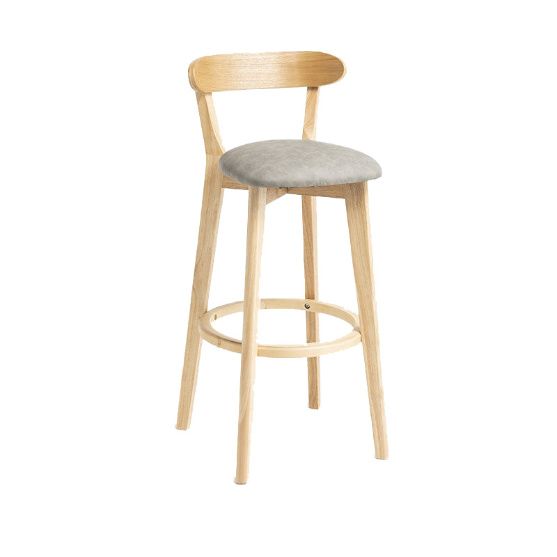 Industrial Armless Backrest Counter Stool Wood Bar Stool with Pedal for Cafe