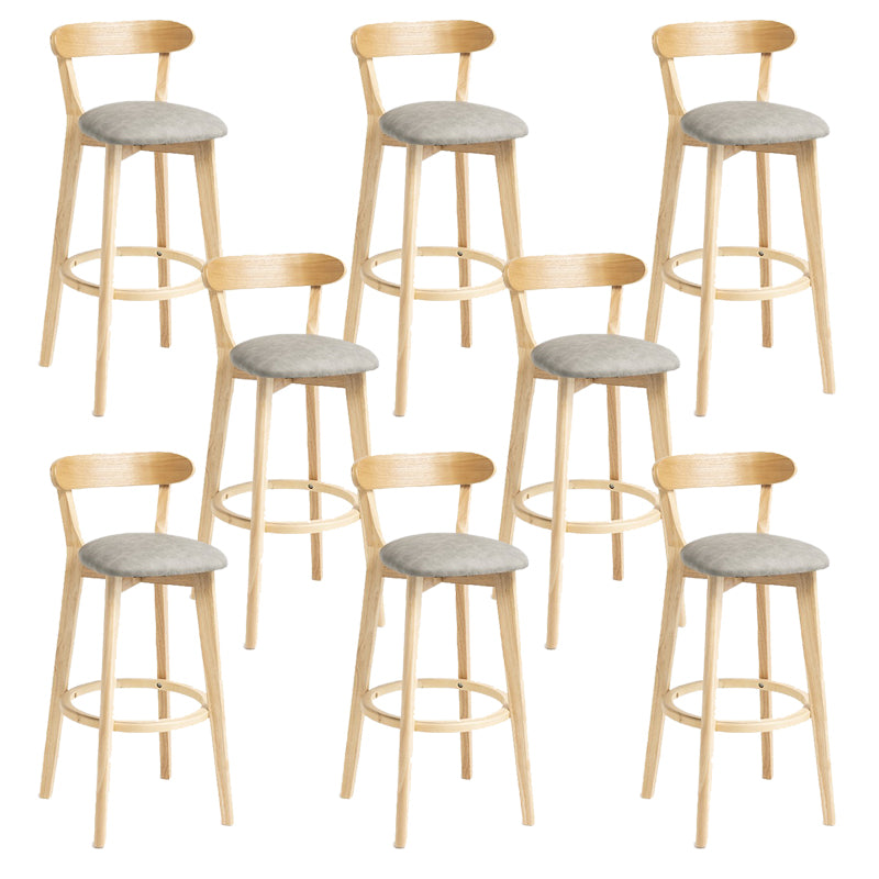 Industrial Armless Backrest Counter Stool Wood Bar Stool with Pedal for Cafe