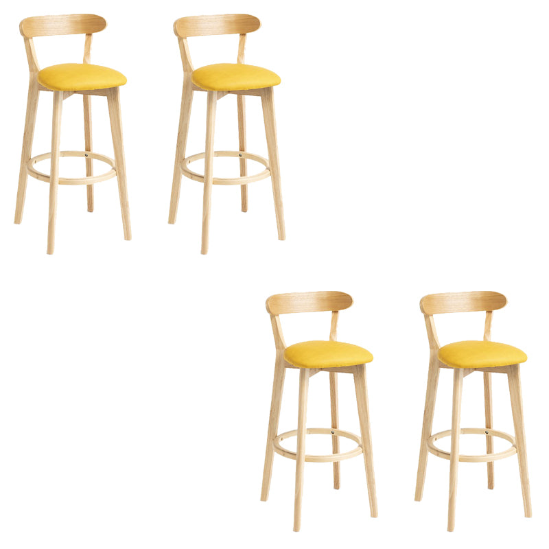 Industrial Armless Backrest Counter Stool Wood Bar Stool with Pedal for Cafe