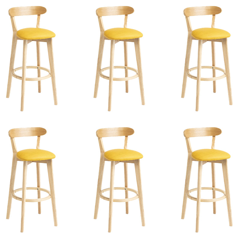 Industrial Armless Backrest Counter Stool Wood Bar Stool with Pedal for Cafe