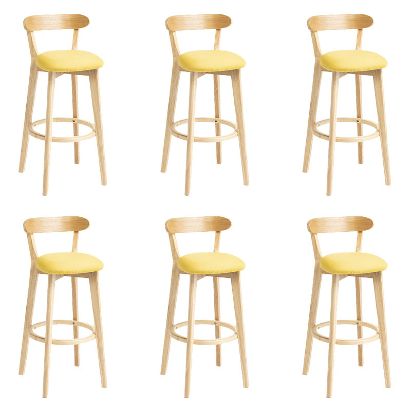 Industrial Armless Backrest Counter Stool Wood Bar Stool with Pedal for Cafe