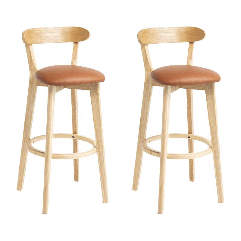 Industrial Armless Backrest Counter Stool Wood Bar Stool with Pedal for Cafe