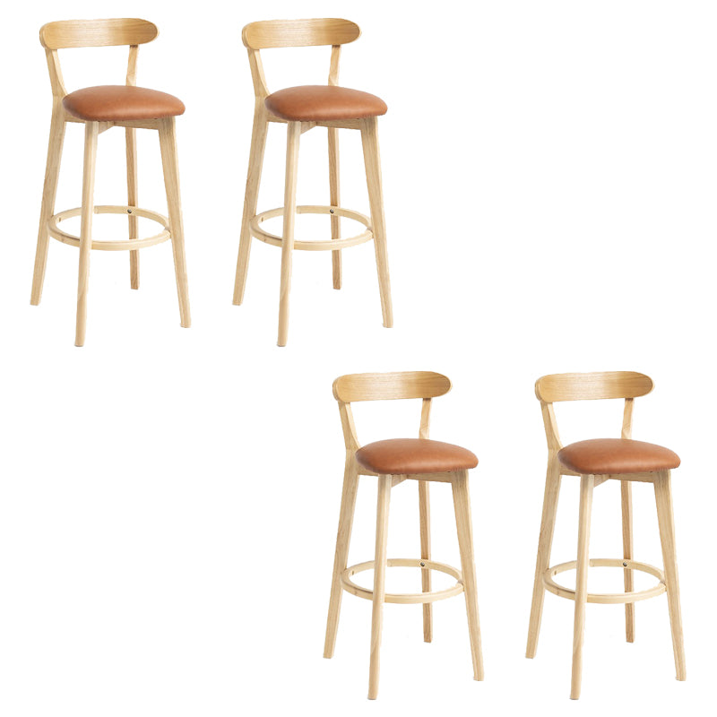 Industrial Armless Backrest Counter Stool Wood Bar Stool with Pedal for Cafe