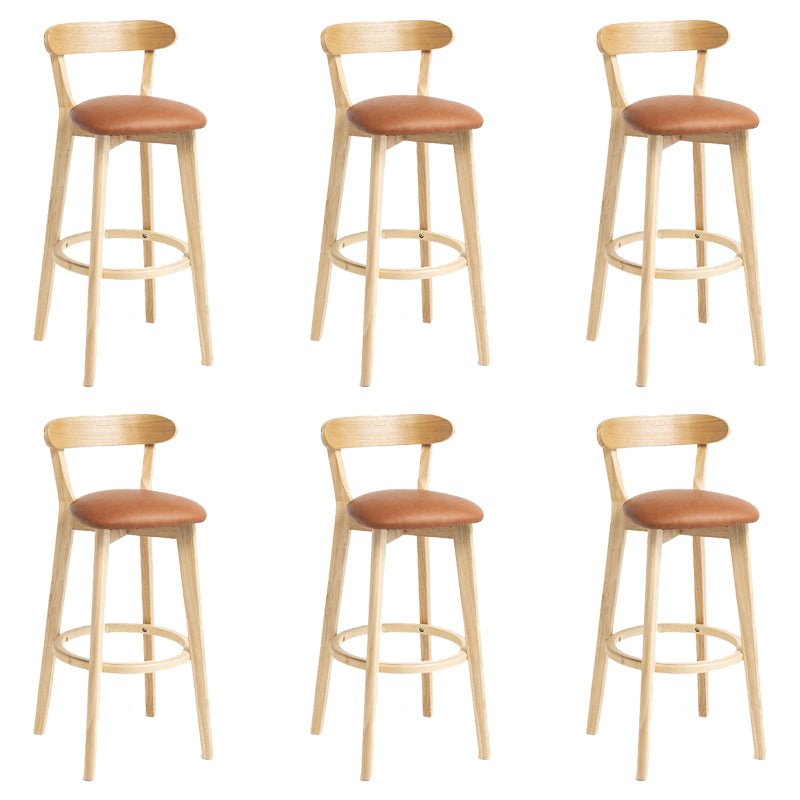 Industrial Armless Backrest Counter Stool Wood Bar Stool with Pedal for Cafe