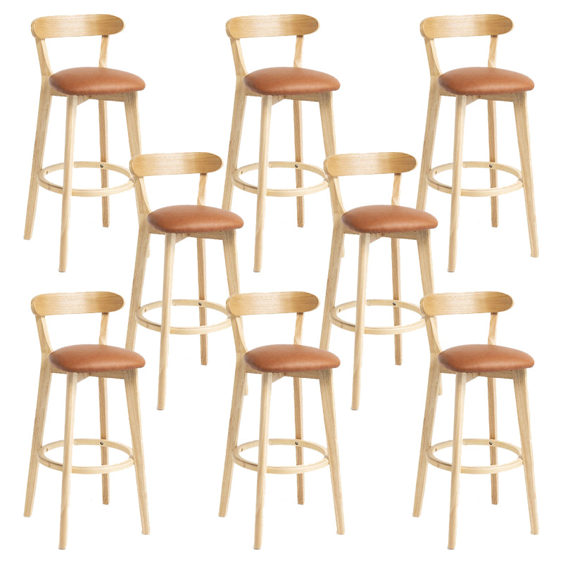 Industrial Armless Backrest Counter Stool Wood Bar Stool with Pedal for Cafe