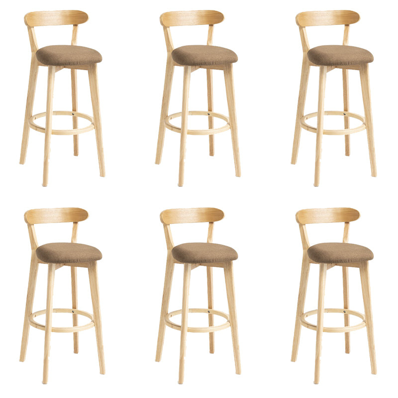 Industrial Armless Backrest Counter Stool Wood Bar Stool with Pedal for Cafe