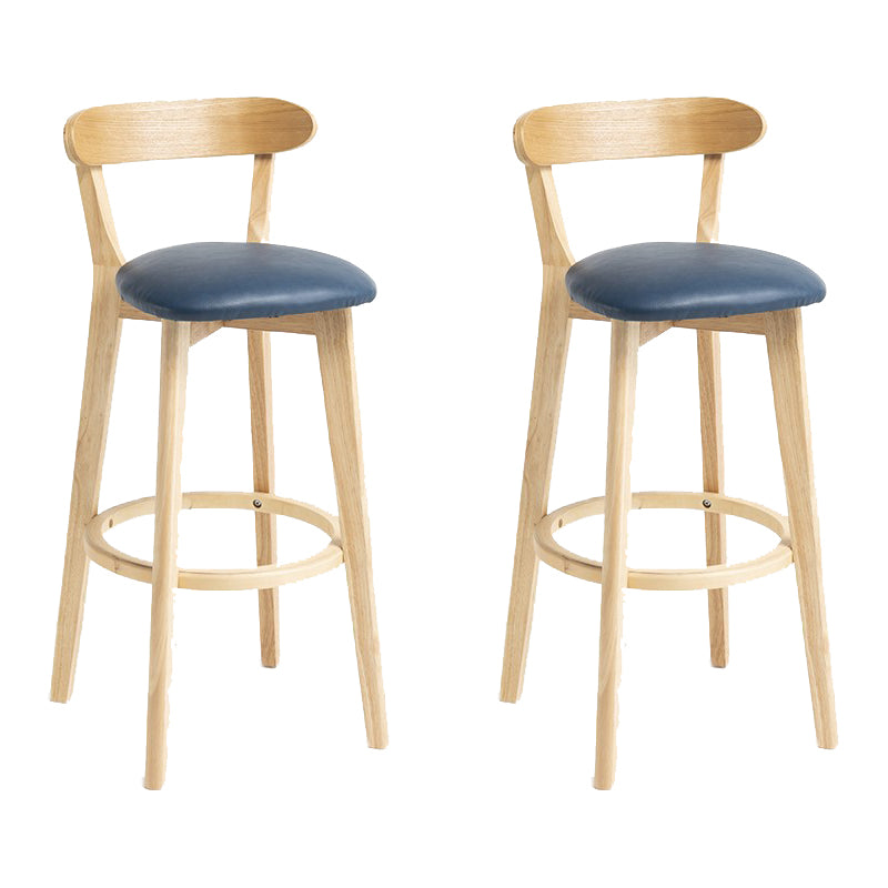 Industrial Armless Backrest Counter Stool Wood Bar Stool with Pedal for Cafe