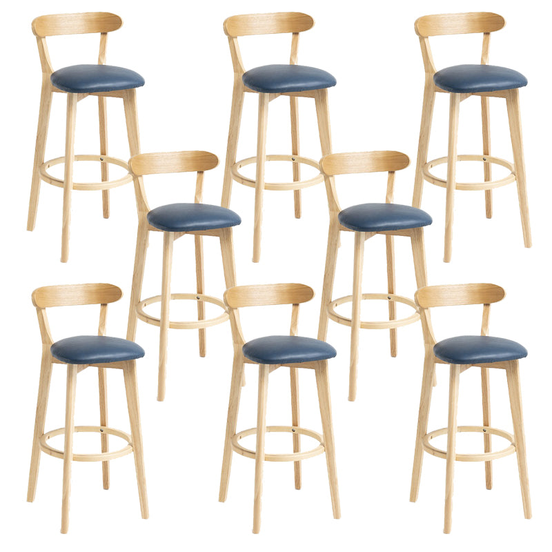 Industrial Armless Backrest Counter Stool Wood Bar Stool with Pedal for Cafe