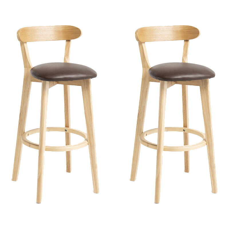 Industrial Armless Backrest Counter Stool Wood Bar Stool with Pedal for Cafe