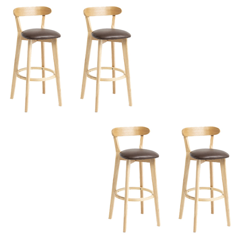 Industrial Armless Backrest Counter Stool Wood Bar Stool with Pedal for Cafe