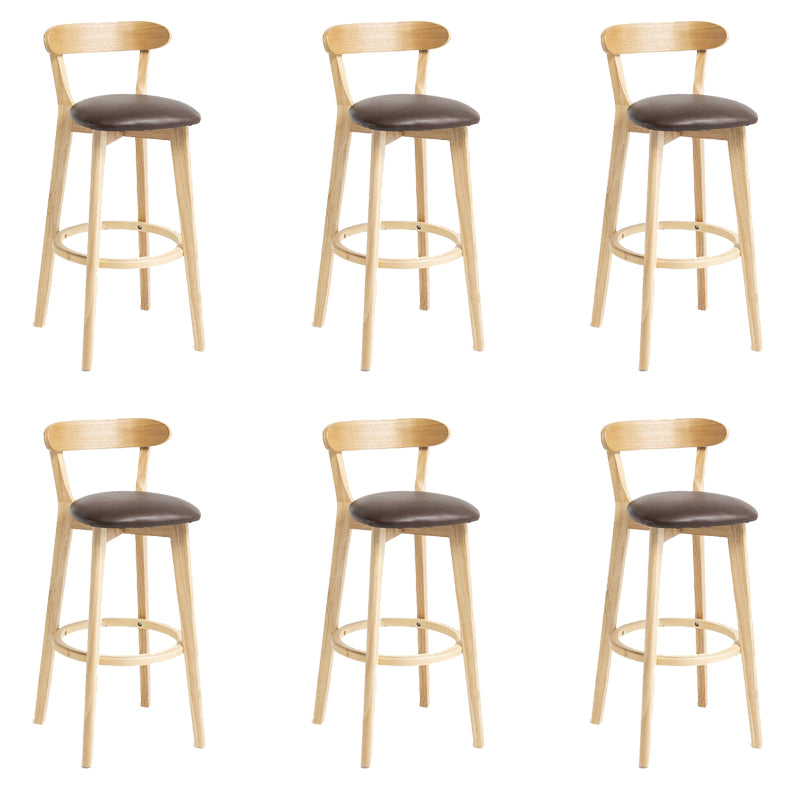 Industrial Armless Backrest Counter Stool Wood Bar Stool with Pedal for Cafe