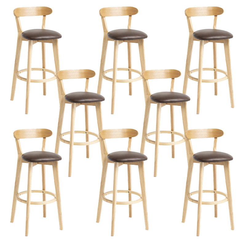 Industrial Armless Backrest Counter Stool Wood Bar Stool with Pedal for Cafe