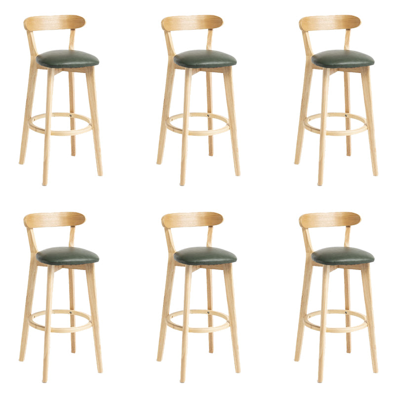 Industrial Armless Backrest Counter Stool Wood Bar Stool with Pedal for Cafe